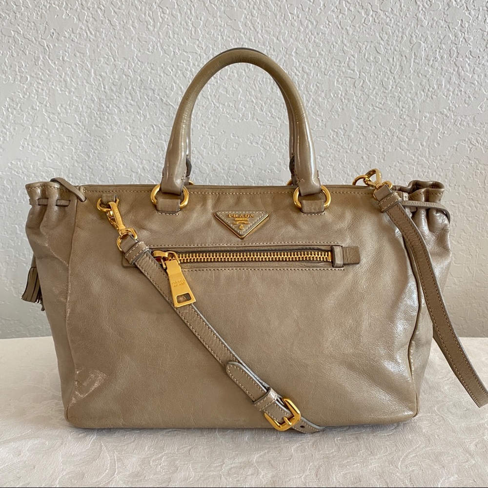 Prada leather 2 way tote bag
